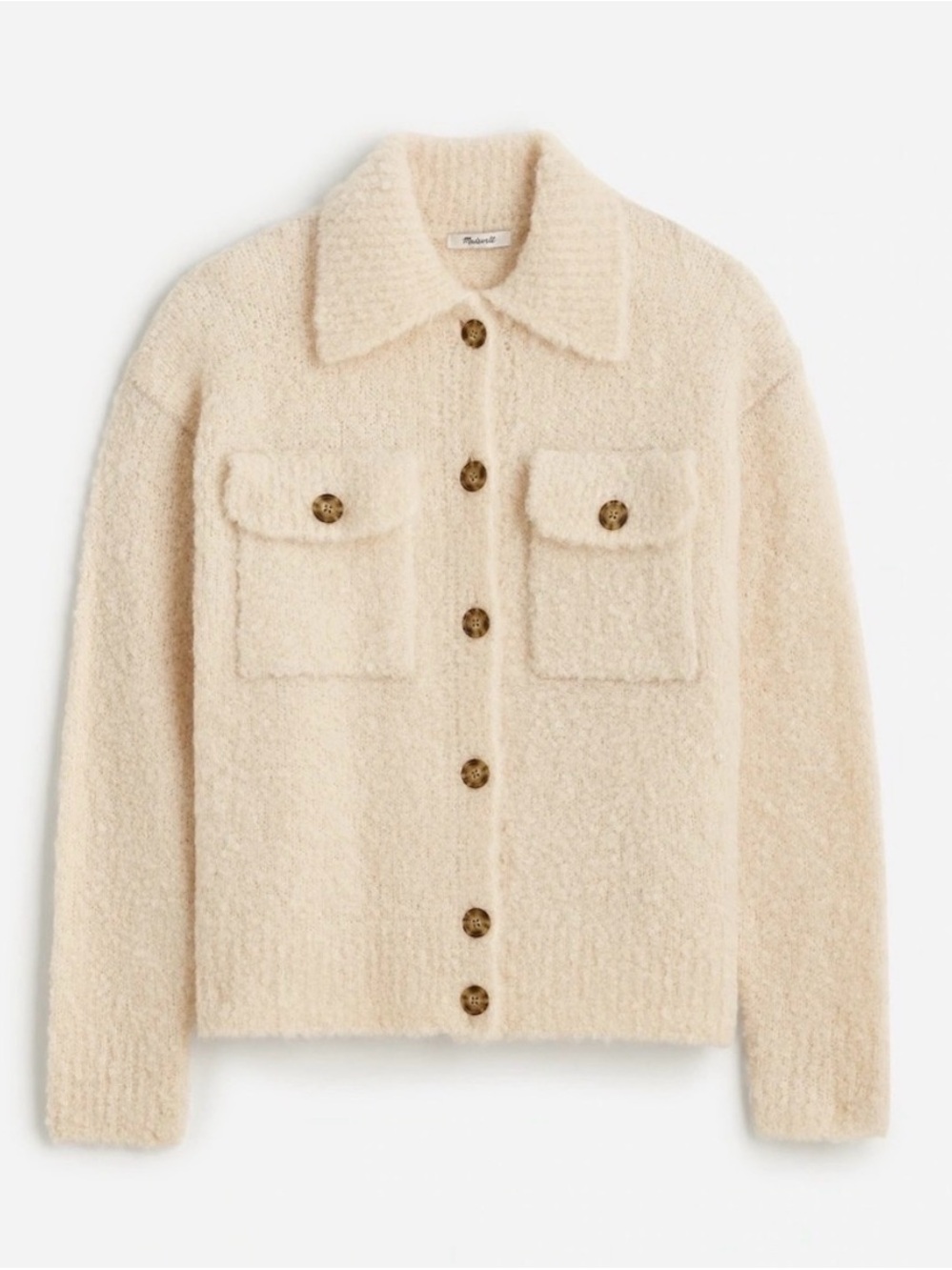 Madewell Bouclé-Knit Sweater Jacket in Alabaster
